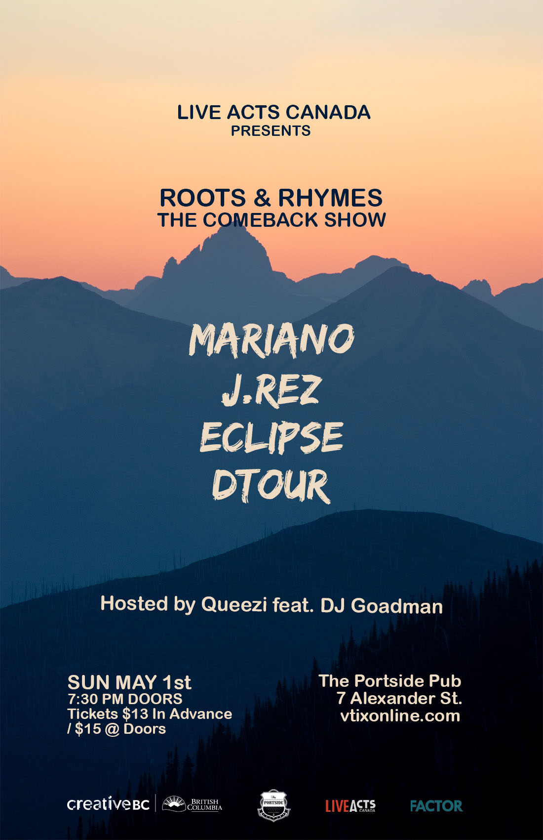 Roots & Rhymes The Comeback Show featuring Mariano, Eclipse, J.Rez and Dtour