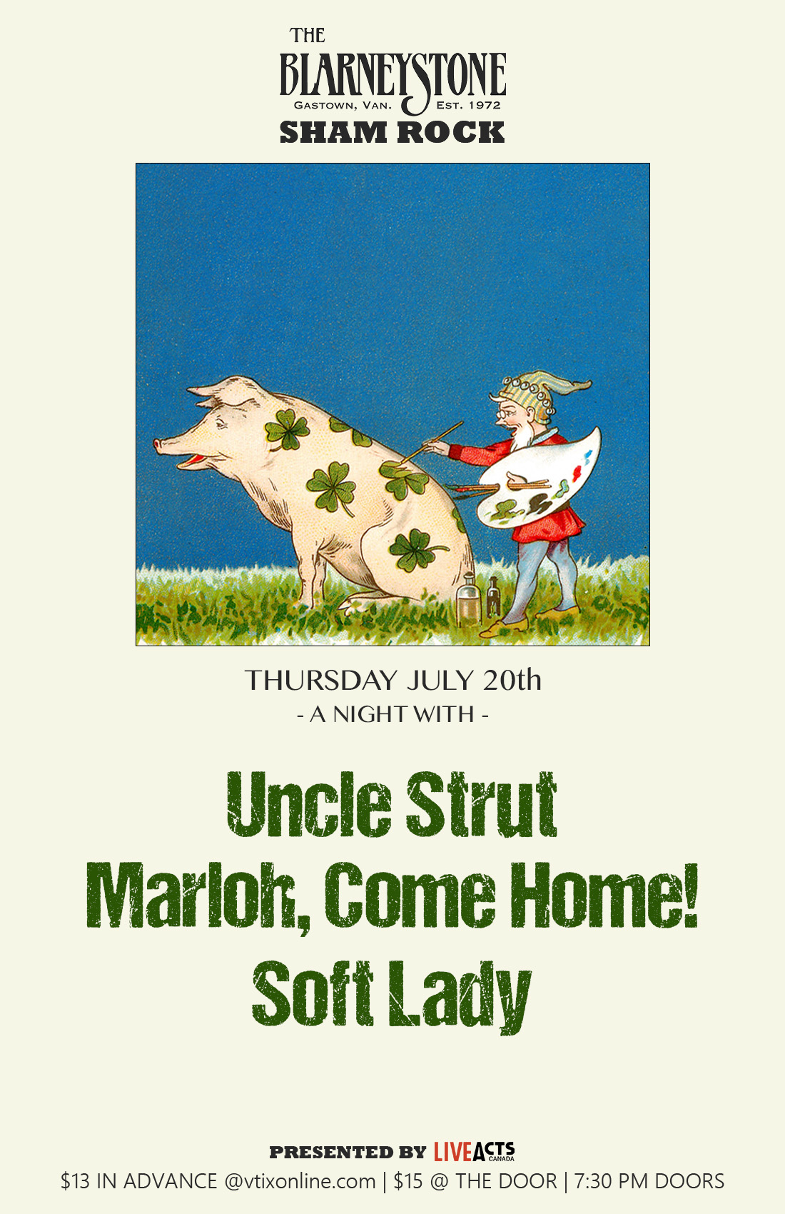 Uncle Strut with Special Guests Marloh, Come Home! and Soft Lady